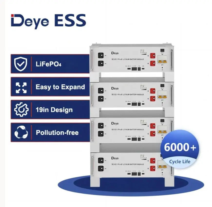 Deye 48V Modular Battery Energy Storage System | UL1973 UL9540A | 10-Year Warranty Deye