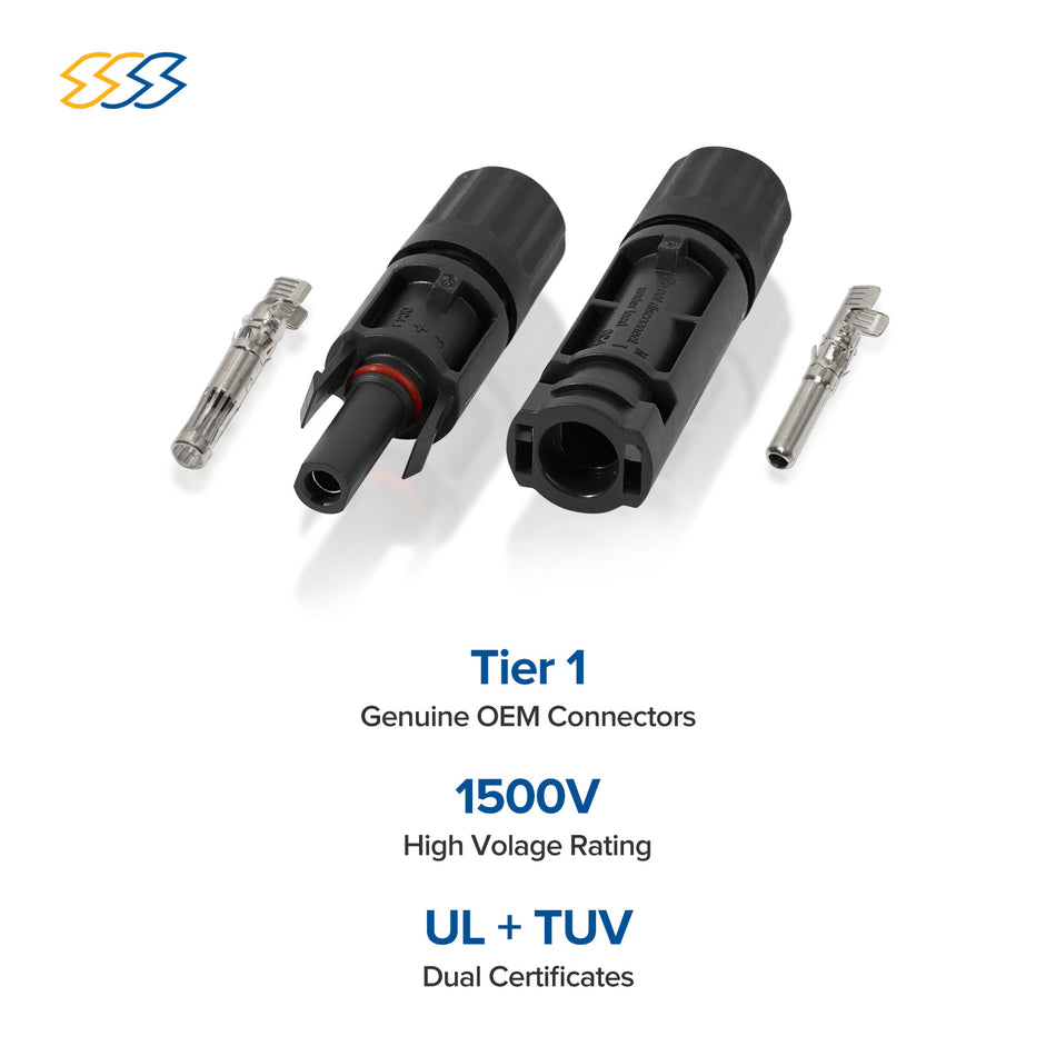 1500V PV Connector UL & TUV for 10-14 AWG Wires