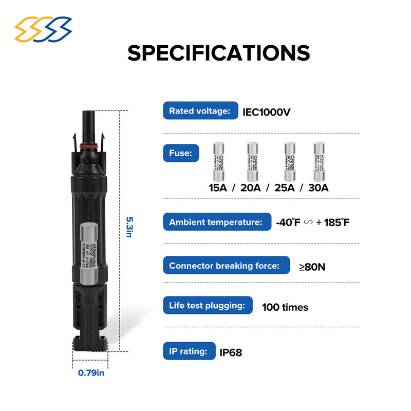 1000V PV In-Line Fuse - Waterproof Solar Fuse - Solar Super Sonic