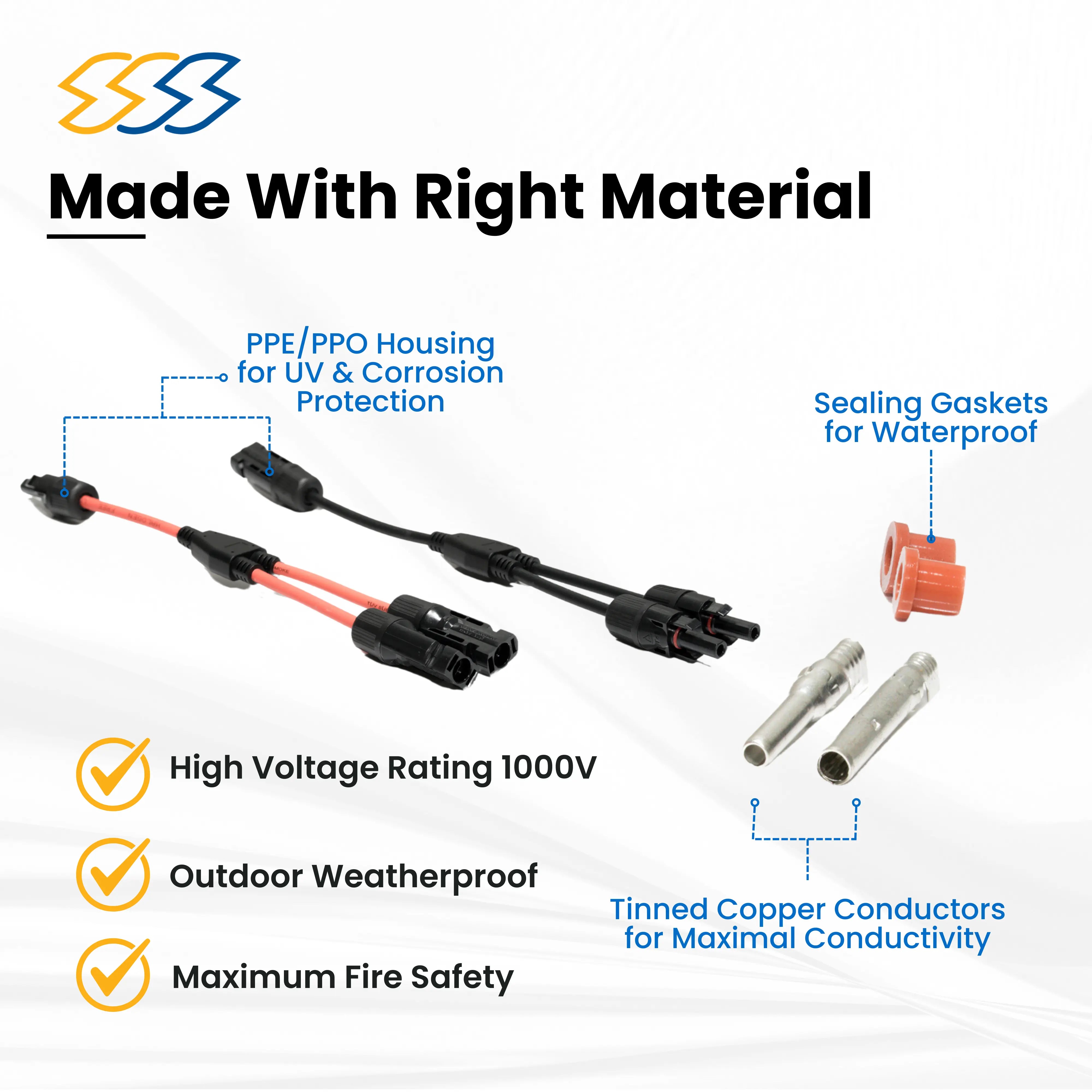 PV 1-to-2 Y Split Connector Pair (1 Pair/Pack) SSS