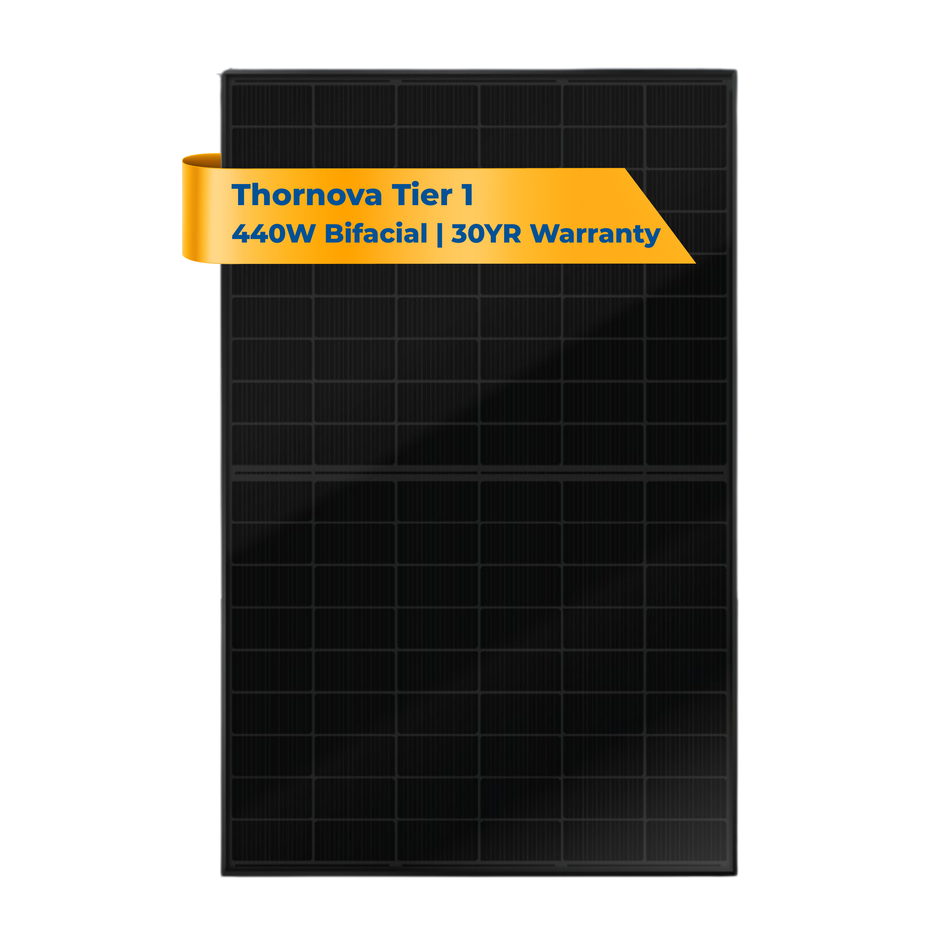 Thornova 440W Bifacial TOPCON N-Type | Tier 1 | Black | 30 Year Performance Warranty
